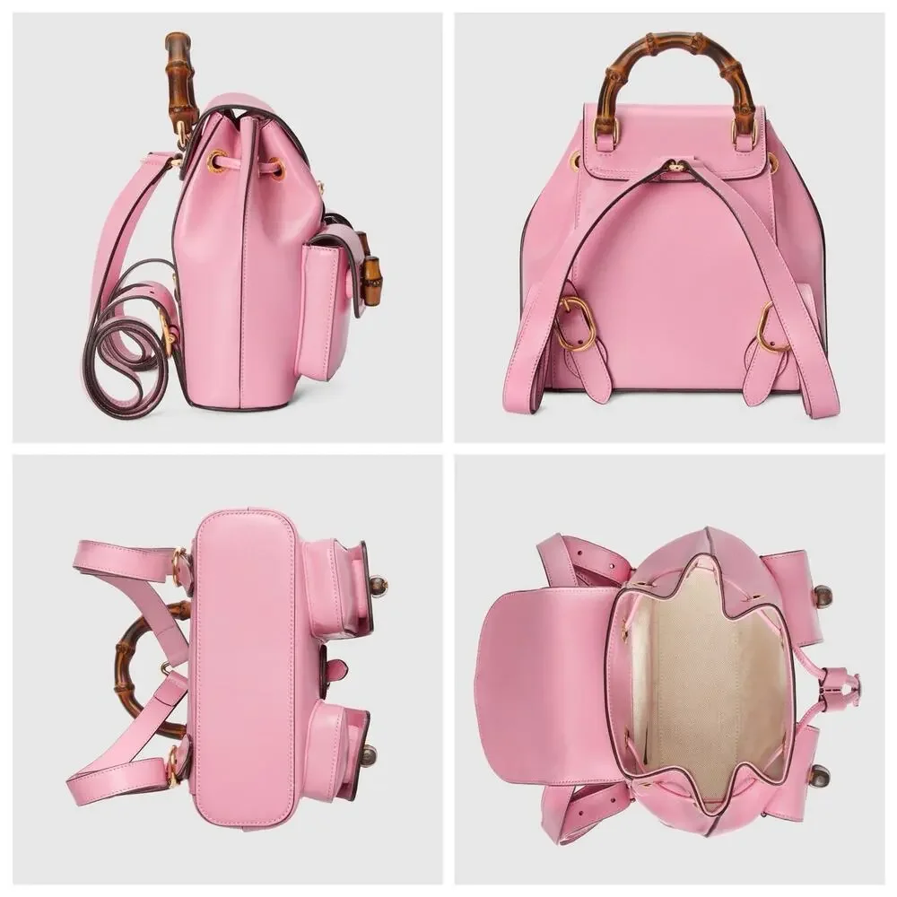 NIB Gucci Bamboo Backpack Pink Smooth Leather Top Handle $3,980 - Picture 3 of 16